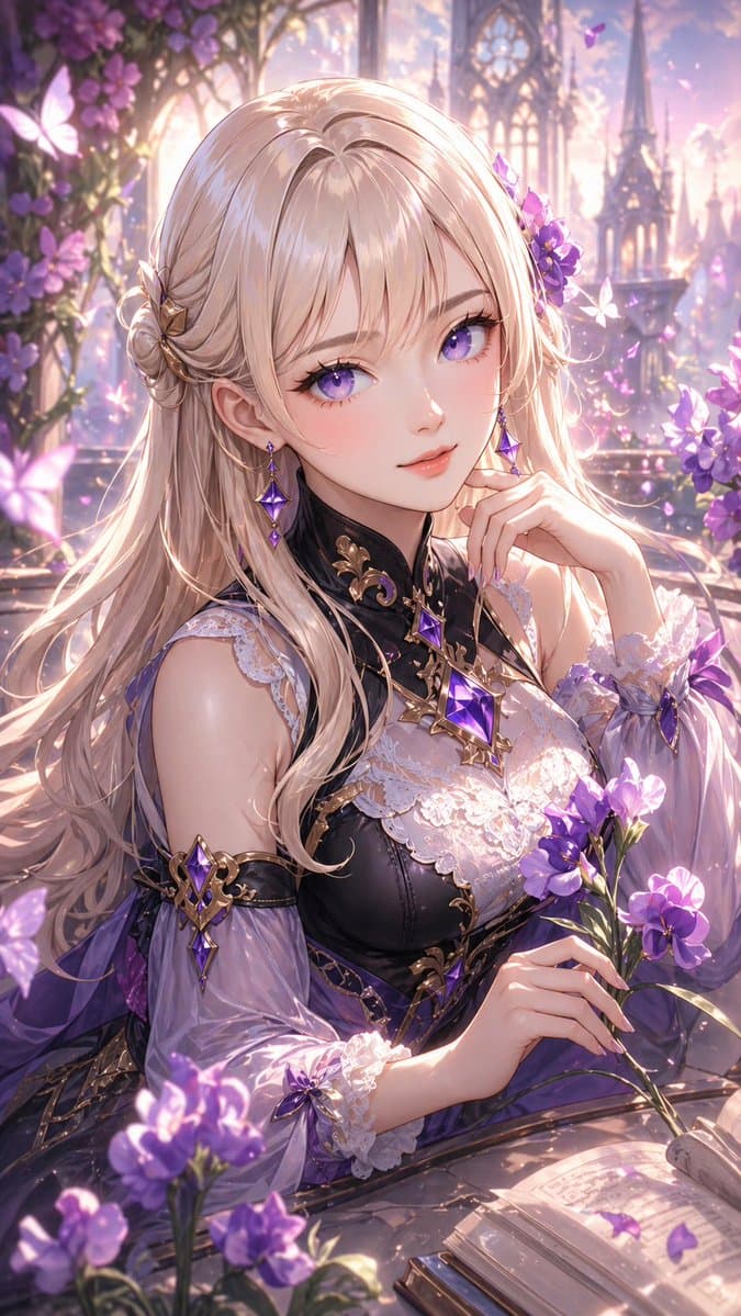 Profile / Avatar - Elegant Fantasy Girl in Violet Garden