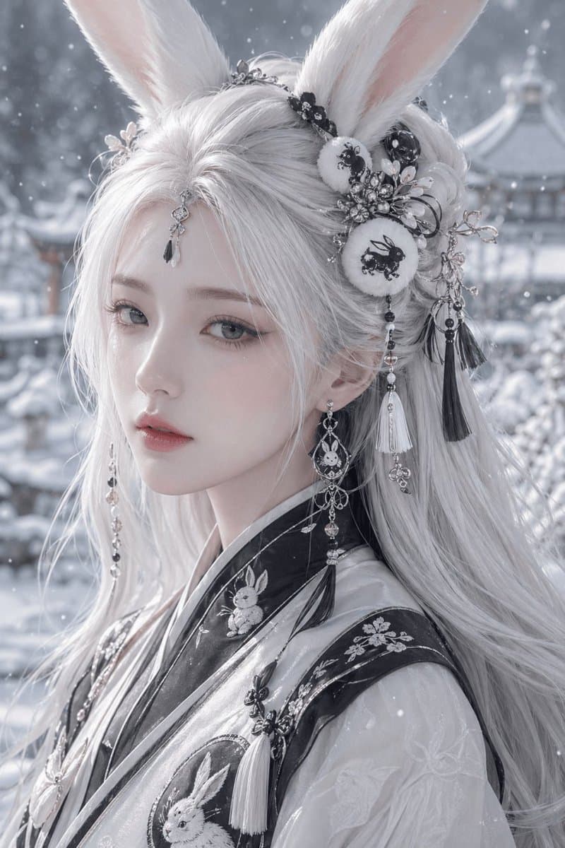 Profile / Avatar - Snowy Rabbit Hanfu Portrait