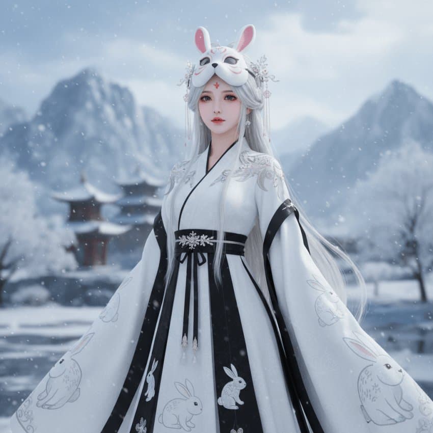 Profile / Avatar - Snow Rabbit Mask Hanfu Portrait