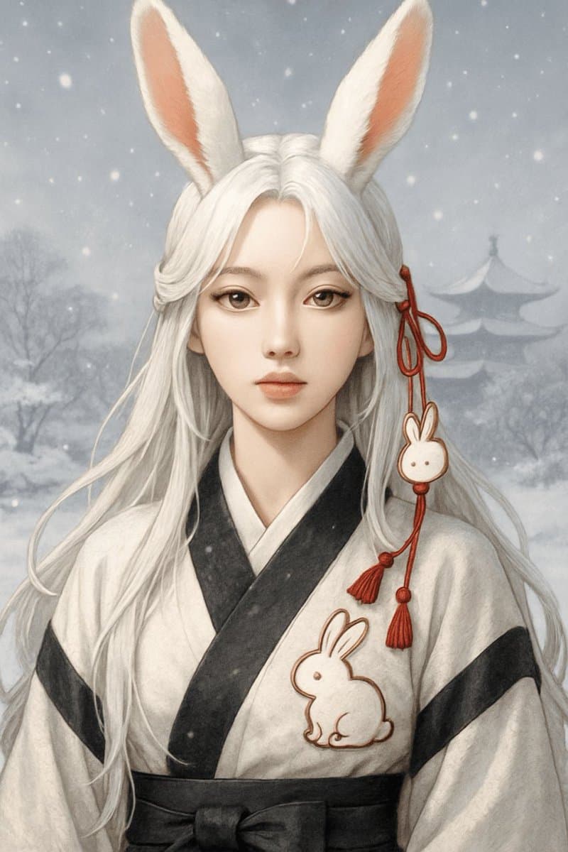 Profile / Avatar - Snowy Rabbit Spirit Portrait