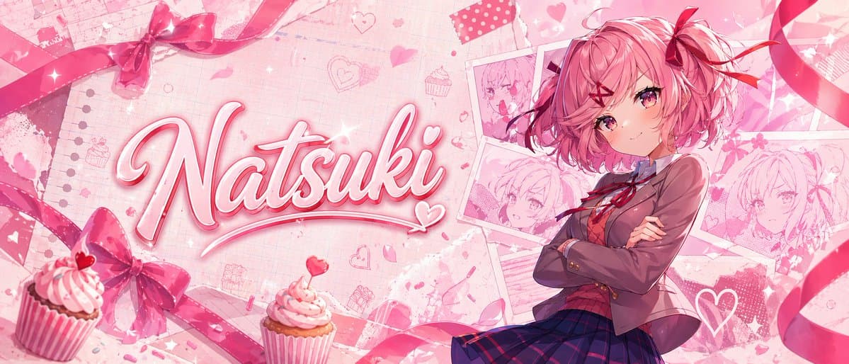 YouTube Thumbnail - Pink Anime Natsuki Banner