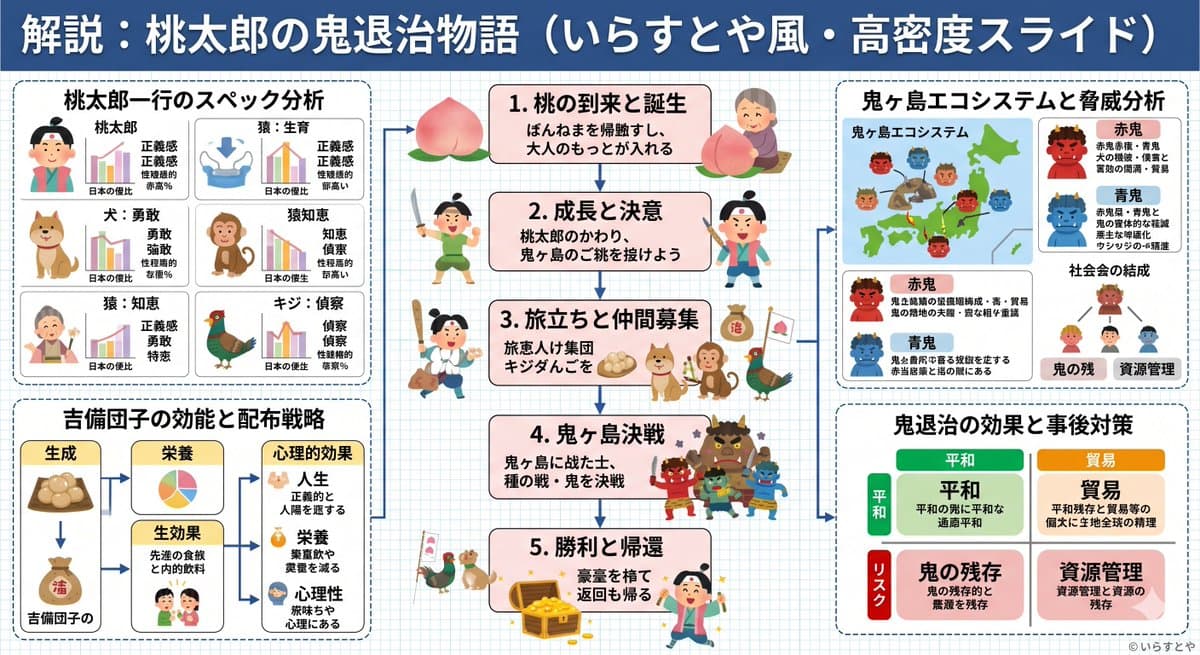 Momotaro Explainer Slide in Hybrid Style