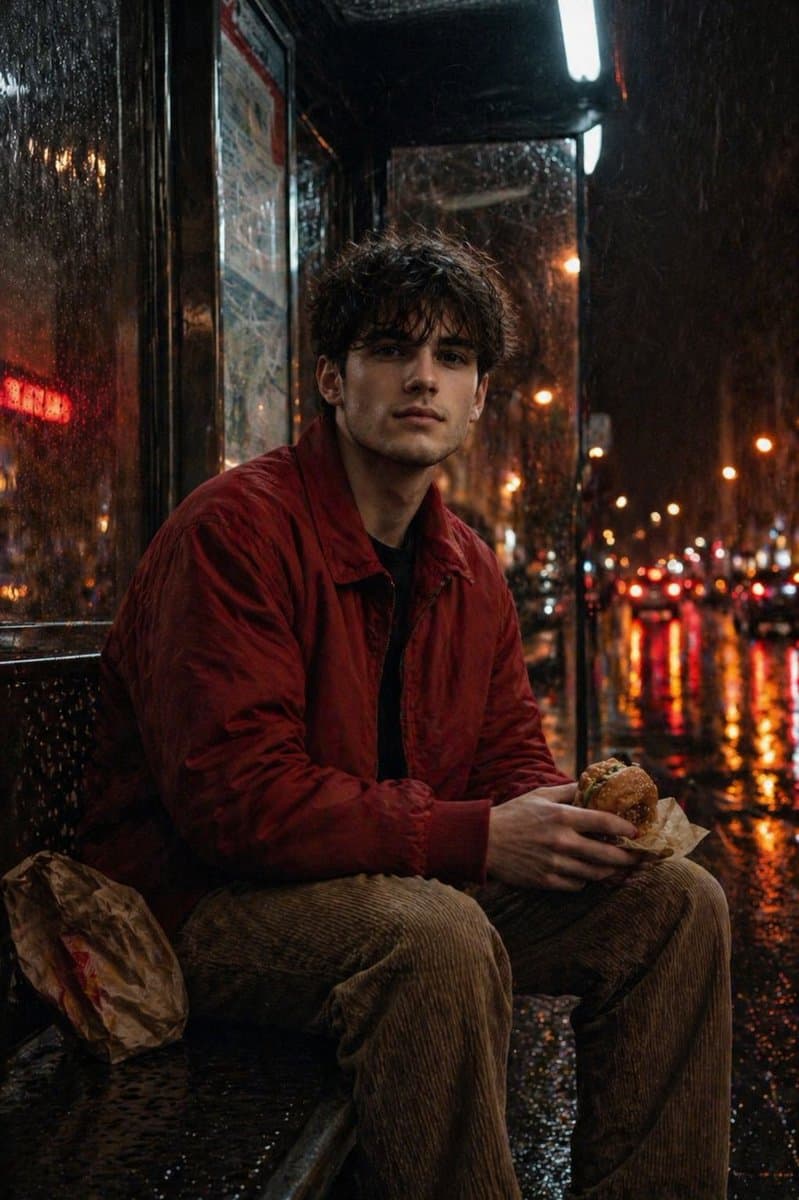 Social Media Post - Atmospheric Nighttime Rainy Portrait