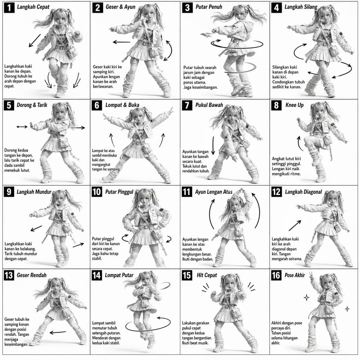 Comic / Storyboard - 3D Grayscale Dance Reference Sheet