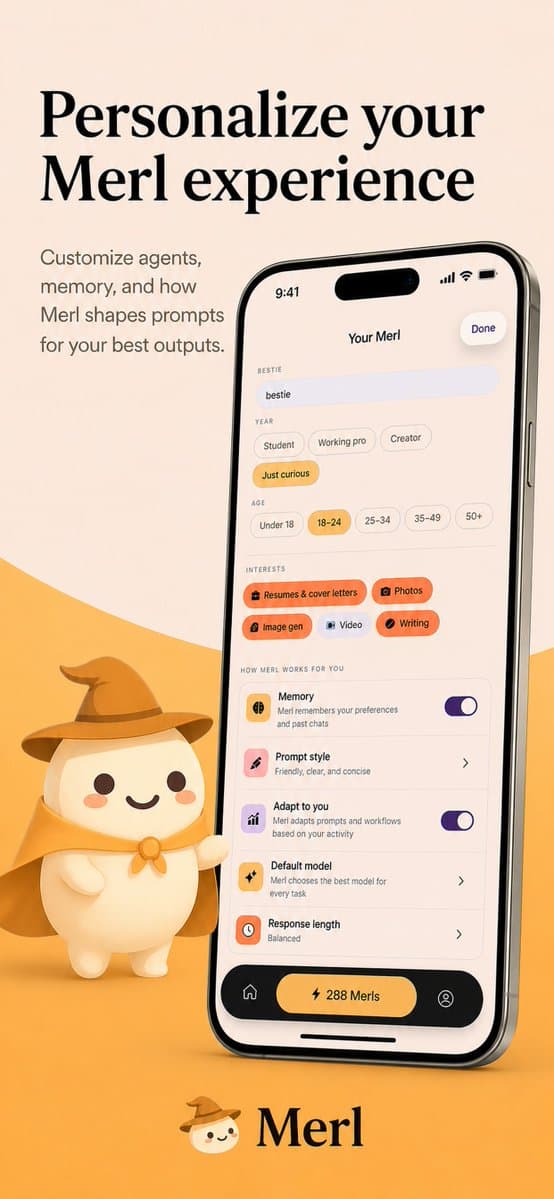 Product Marketing - Merl iOS Personalization Screenshot